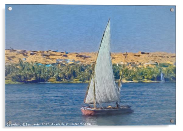 Egyptian Felucca On The Nile Acrylic by Ian Lewis