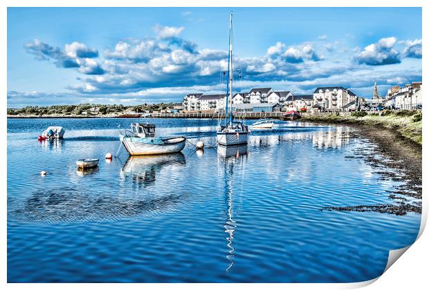 Irvine Harbour Boat Reflection Print by Valerie Paterson