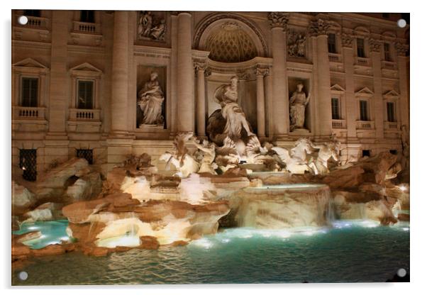 Rome. Image of famous Trevi Fountain in Rome, Ital Acrylic by M. J. Photography