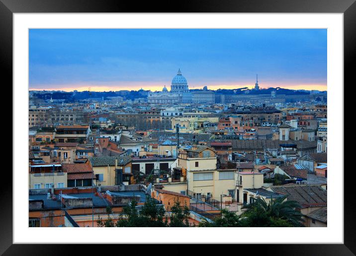Beautiful Vibrant Night image Panorama of Rome Framed Mounted Print by M. J. Photography