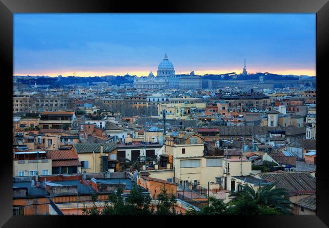 Beautiful Vibrant Night image Panorama of Rome Framed Print by M. J. Photography