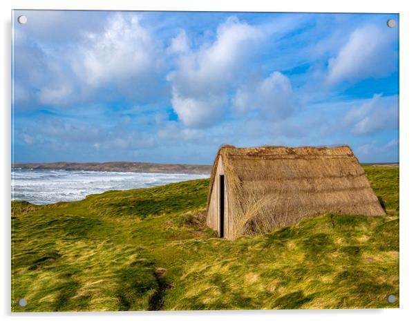 Freshwater West Seaweed Drying Hut, Pembrokeshire. Acrylic by Colin Allen