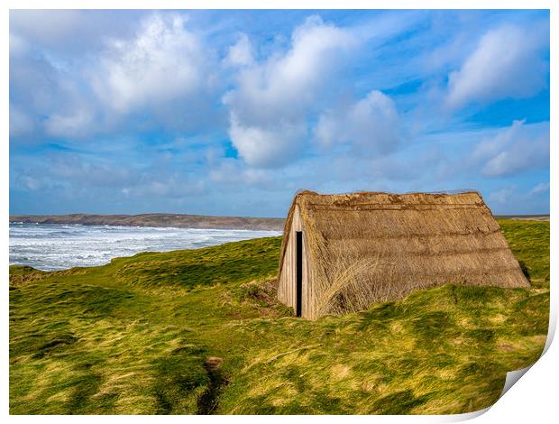 Freshwater West Seaweed Drying Hut, Pembrokeshire. Print by Colin Allen