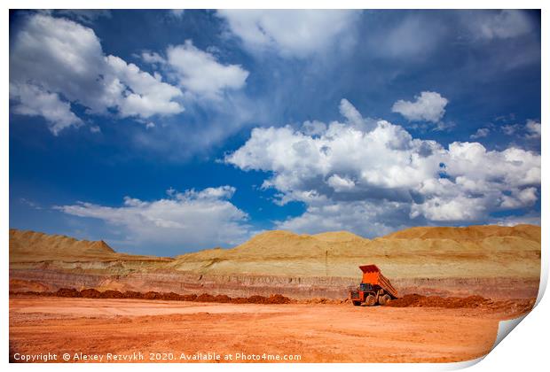 Orange truck. Aluminium quarry. Kazakhstan,Arkalyk Print by Alexey Rezvykh