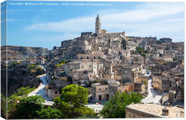 View of Sassi District of Matera Canvas Print by Angus McComiskey