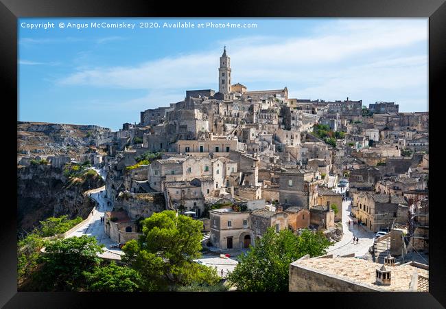 View of Sassi District of Matera Framed Print by Angus McComiskey
