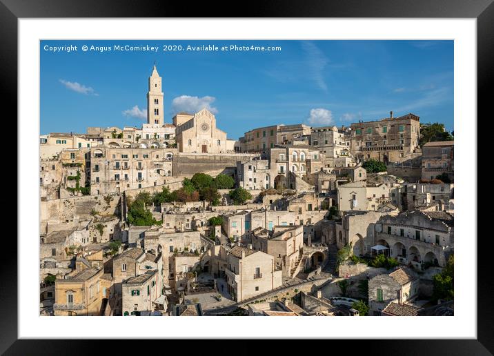 View across Sasso Barisano to Matera Cathedral Framed Mounted Print by Angus McComiskey