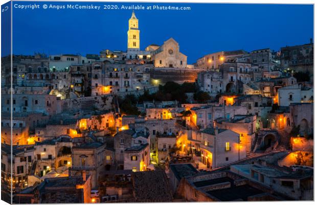 View across Sasso Barisano at night Canvas Print by Angus McComiskey