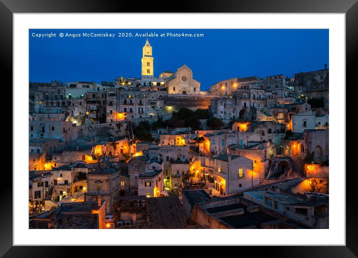 View across Sasso Barisano at night Framed Mounted Print by Angus McComiskey