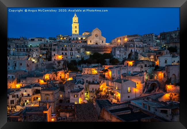View across Sasso Barisano at night Framed Print by Angus McComiskey