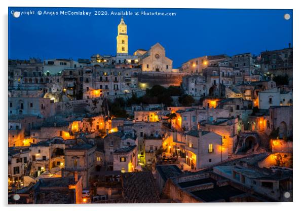 View across Sasso Barisano at night Acrylic by Angus McComiskey