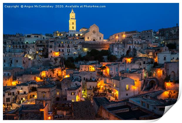 View across Sasso Barisano at night Print by Angus McComiskey