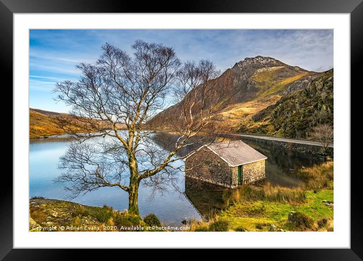 Boat House at Ogwen Lake Snowdonia Framed Mounted Print by Adrian Evans