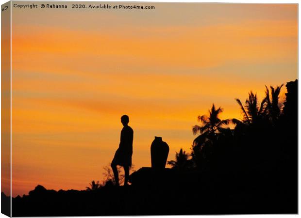 Silhouetted boy on Kenyan cliff Canvas Print by Rehanna Neky