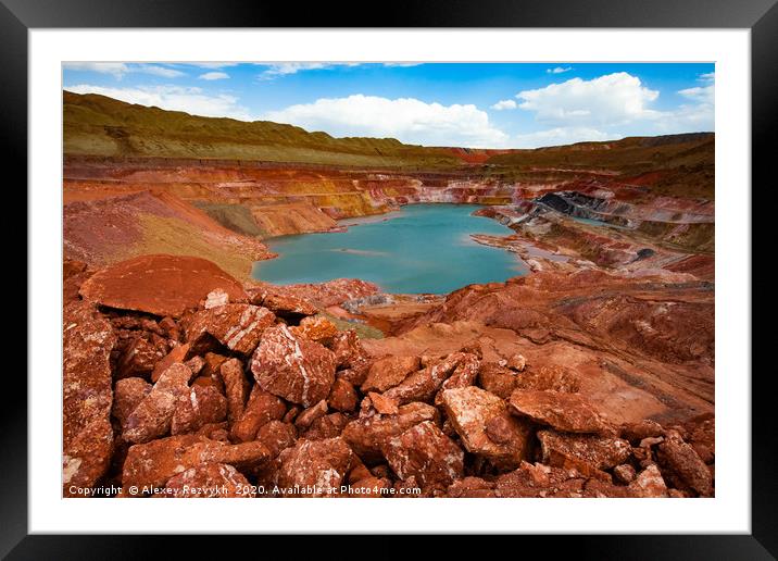 Abandoned quarry. Mineral lake. Kazakhstan,Arkalyk Framed Mounted Print by Alexey Rezvykh