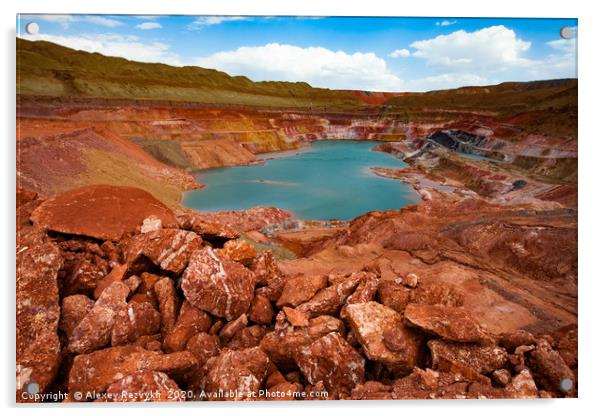 Abandoned quarry. Mineral lake. Kazakhstan,Arkalyk Acrylic by Alexey Rezvykh