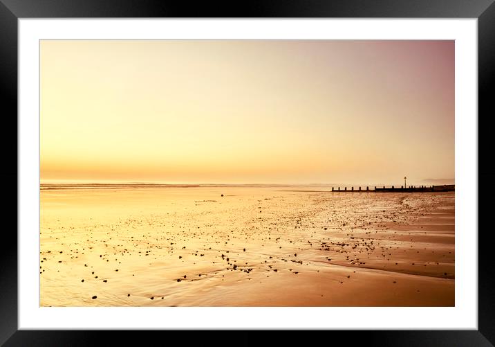 Borth Beach Sunset Framed Mounted Print by Gordon Maclaren