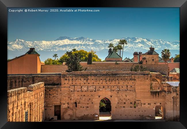 El Badi Palace and Atlas Mountains, Marrakesh. Framed Print by Robert Murray