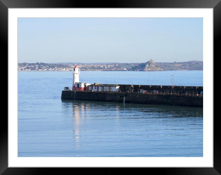 Newlyn South Pier Lighthouse  Framed Mounted Print by Beryl Curran