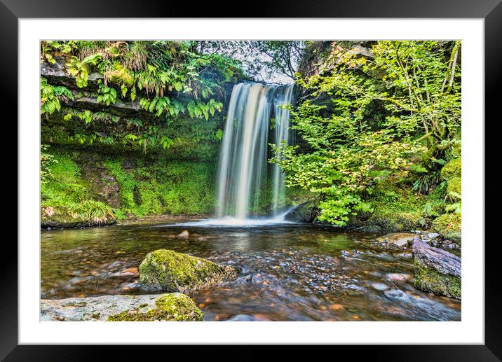 Waterfall Framed Mounted Print by Valerie Paterson