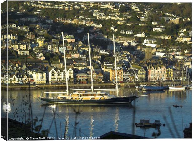 A Super Yacht  enters Dartmouth UK Canvas Print by Dave Bell