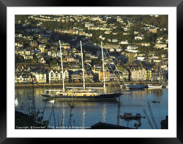 A Super Yacht  enters Dartmouth UK Framed Mounted Print by Dave Bell