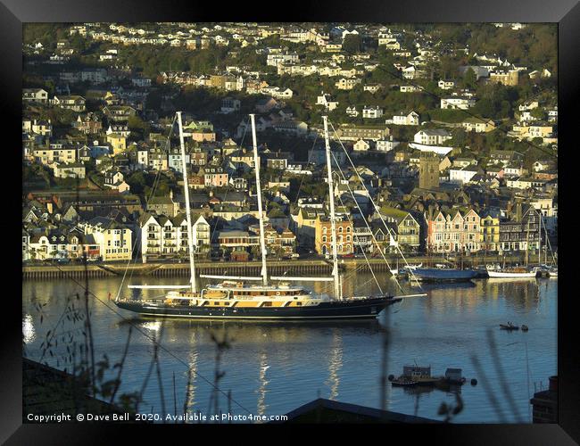 A Super Yacht  enters Dartmouth UK Framed Print by Dave Bell