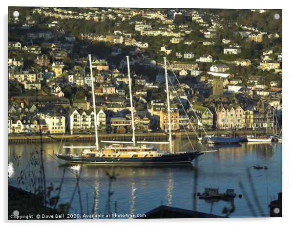 A Super Yacht  enters Dartmouth UK Acrylic by Dave Bell
