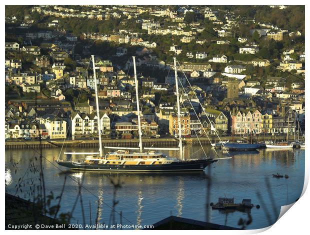A Super Yacht  enters Dartmouth UK Print by Dave Bell