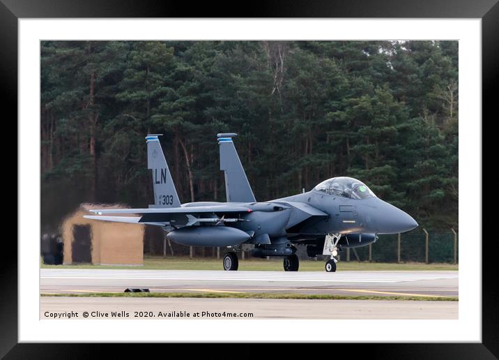 F-15E ready for take off at RAF Lakenheath, Suffol Framed Mounted Print by Clive Wells