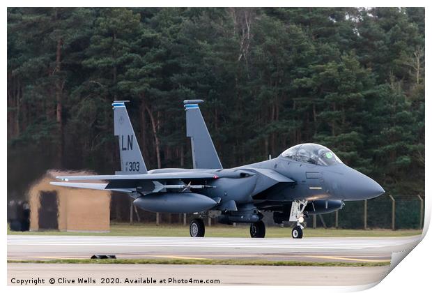 F-15E ready for take off at RAF Lakenheath, Suffol Print by Clive Wells
