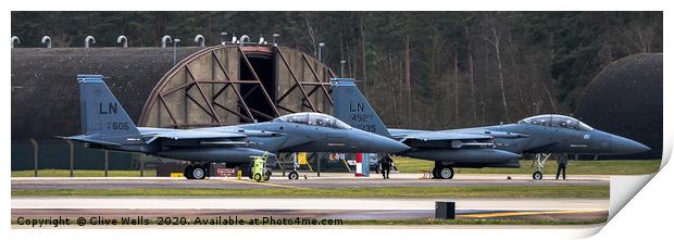A pair of Eagles at RAF Lakenheath Print by Clive Wells