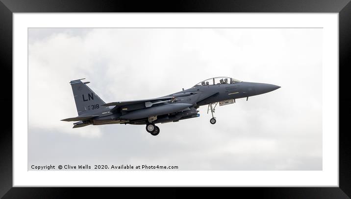 F-15E on finals at RAF Lakenheath, Suffolk Framed Mounted Print by Clive Wells