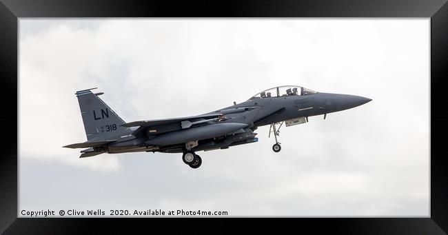 F-15E on finals at RAF Lakenheath, Suffolk Framed Print by Clive Wells