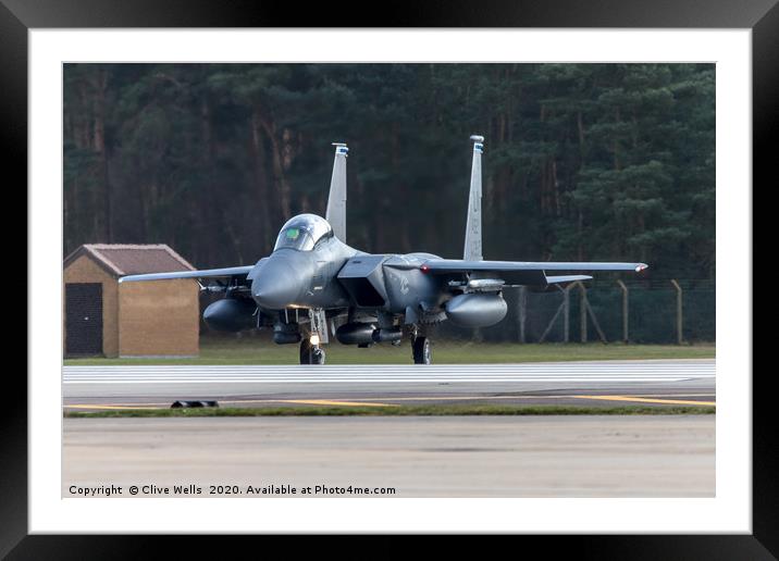 F-15E taxing to runway at RAF Lakenheath Framed Mounted Print by Clive Wells