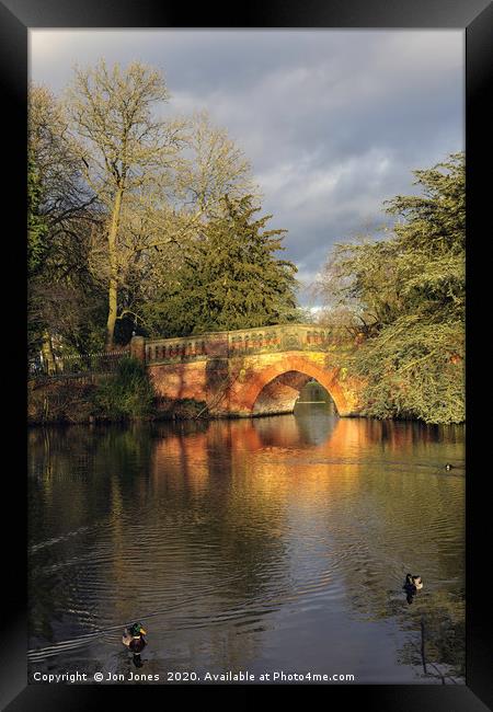 Victorian Bridge at Cannon Hill Park in Birmingham Framed Print by Jon Jones