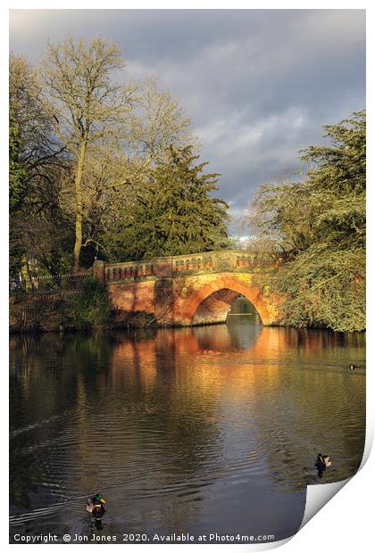 Victorian Bridge at Cannon Hill Park in Birmingham Print by Jon Jones