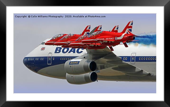 BOAC  747 with The Red Arrows Flypast - 3 Framed Mounted Print by Colin Williams Photography