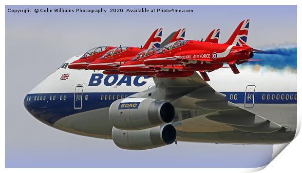 BOAC  747 with The Red Arrows Flypast - 3 Print by Colin Williams Photography