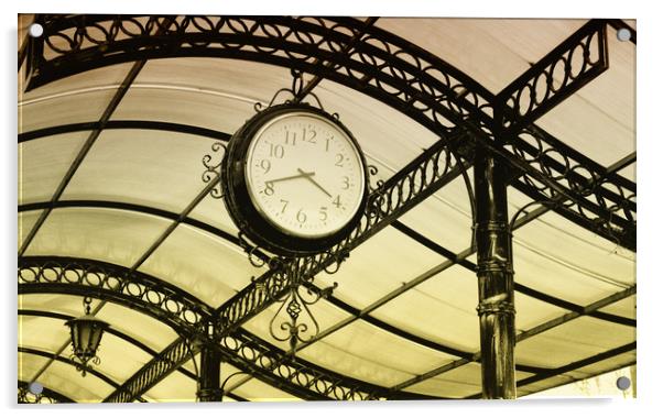 old retro clock of one central station Acrylic by M. J. Photography