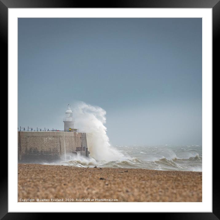 Storm Dennis hits Folkestone Framed Mounted Print by James Rowland