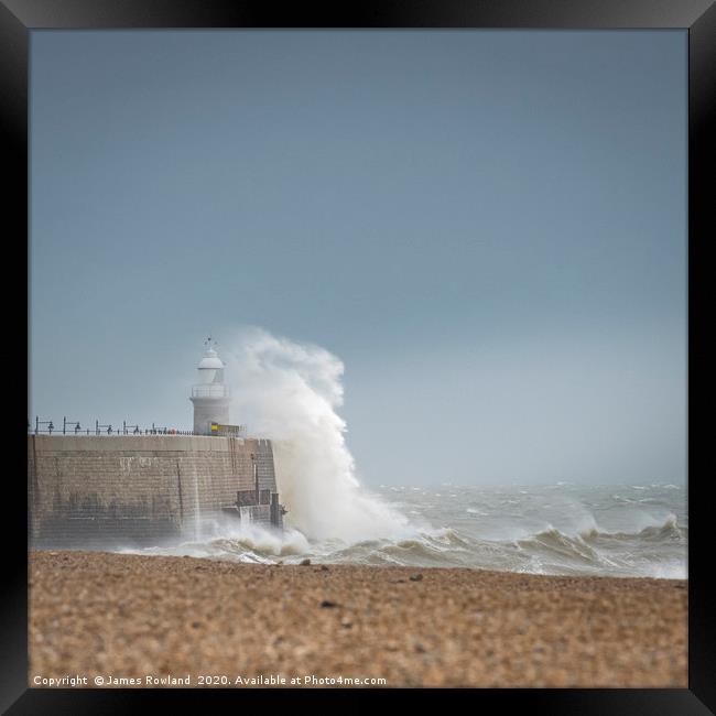 Storm Dennis hits Folkestone Framed Print by James Rowland
