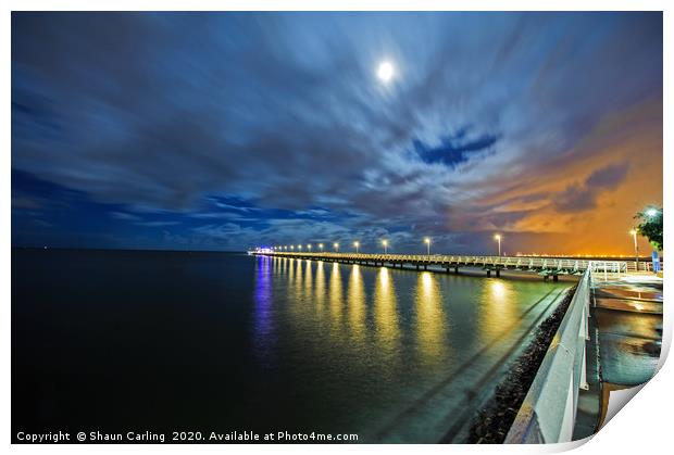 Just Before Sunrise At Shornecliffe Pier Print by Shaun Carling