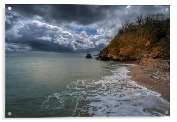 Stormy weather on the Cornwall coast Acrylic by Eddie John