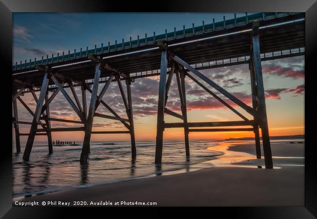 Sunrise at Steetley Pier Framed Print by Phil Reay