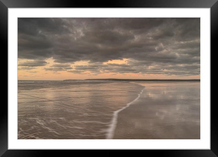 A cloudy sunset at Westward Ho! Framed Mounted Print by Tony Twyman