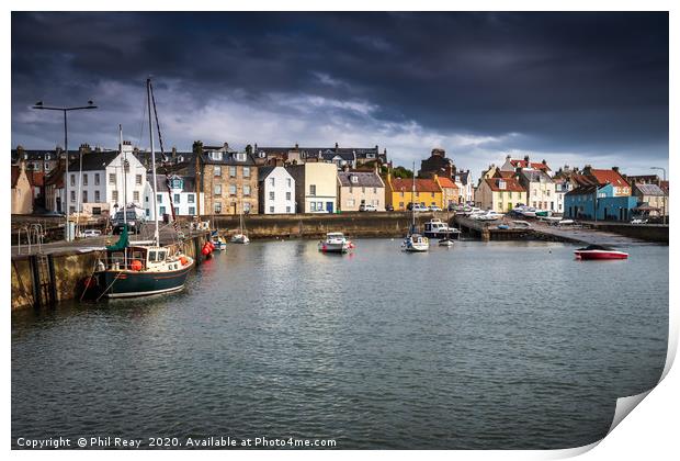St Monan`s harbour Print by Phil Reay