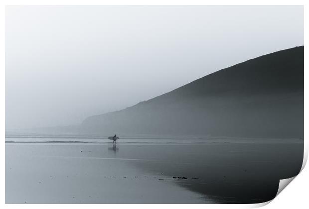 Winter surfer Print by David Wall