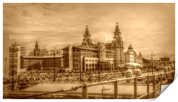 View from the war ship H M S Dauntless Print by sue davies