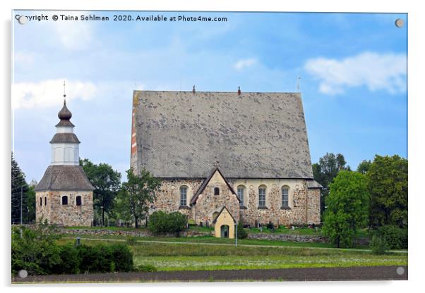 Medieval Sauvo Church, Finland. Acrylic by Taina Sohlman